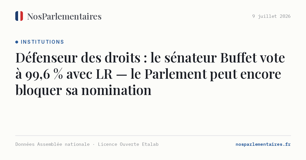 Défenseur des droits : le sénateur Buffet vote à 99,6 % avec LR — le Parlement peut encore bloquer sa nomination