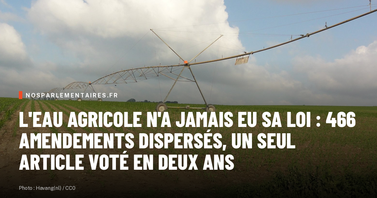 L'eau agricole n'a jamais eu sa loi : 466 amendements dispersés, un seul article voté en deux ans