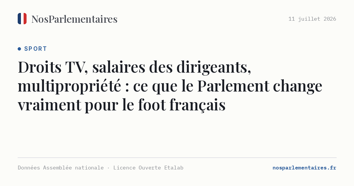 Droits TV, salaires des dirigeants, multipropriété : ce que le Parlement change vraiment pour le foot français