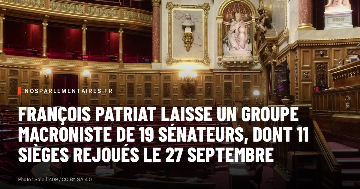 François Patriat laisse un groupe macroniste de 19 sénateurs, dont 11 sièges rejoués le 27 septembre